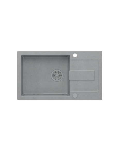 CHRISTIAN 136 XL Steingran grey, with manual siphon and plug (1 bowl 45x38 cm) - 2