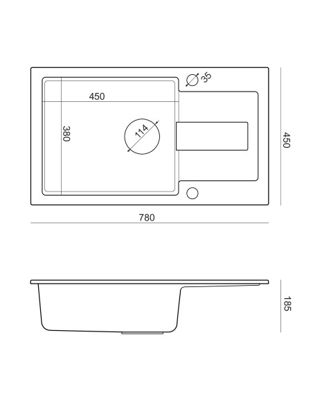 CHRISTIAN 136 XL Steingran beige, with manual siphon and plug (1 bowl 45x38 cm) - 3