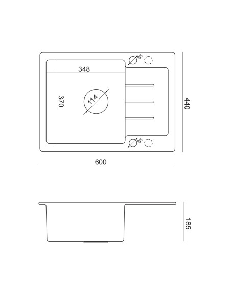 JOHNNY 116 GraniteQ black dotted, with manual siphon and plug - 3