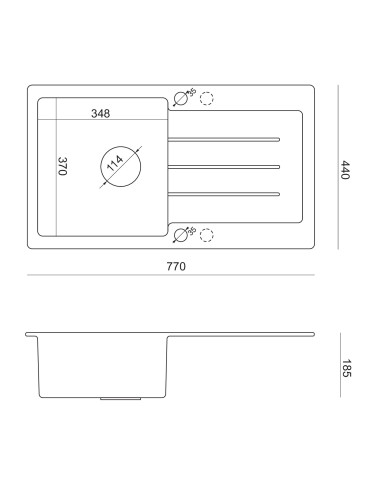 JOHNNY 111 GraniteQ black dotted black, with manual siphon and plug - 3