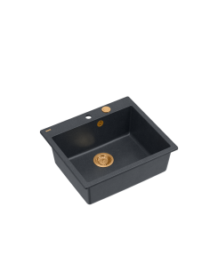 MORGAN 110 + nano PVD 1-bowl inset sink + save space siphon PVD colour / black diamond / copper elements - 1