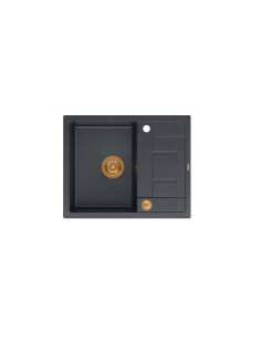MORGAN 116 + nano PVD 1-bowl inset sink with drainer + save space siphon PVD colour / black diamond / copper elements - 1 2