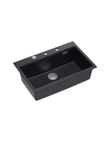 MARC 1-bowl granite sink 76x50 cm black/pure carbon + stainless steel elements - 7