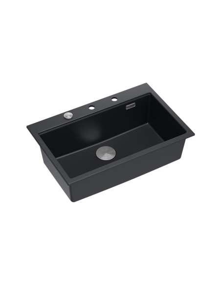 MARC 1-bowl granite sink 76x50 cm black/pure carbon + stainless steel elements - 7