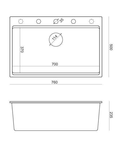 MARC WORKSTATION 1-bowl sink + Push-2-Open siphon + liquid dispenser + drain cover + wooden board silver stone / gold elements -