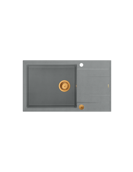 EVAN 136 XL + nano PVD 1-bowl inset sink with drainer + save space siphon PVD colour / silver stone / copper elements - 2
