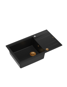 EVAN 136 XL + nano PVD 1-bowl inset sink with drainer + save space siphon PVD colour / pure carbon / copper elements - 1