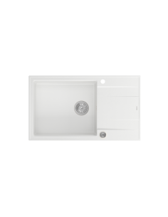 EVAN 136 XL 1-bowl inset sink with drainer + save space siphon / snow white / steel elements - 1 2