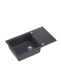 EVAN 136 XL 1-bowl inset sink with drainer + save space siphon / black diamond / steel elements - 1