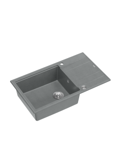 EVAN 136 XL 1-bowl inset sink with drainer + save space siphon / silver stone / steel elements - 1
