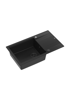 EVAN 136 XL 1-bowl inset sink with drainer + save space siphon / pure carbon / steel elements - 1