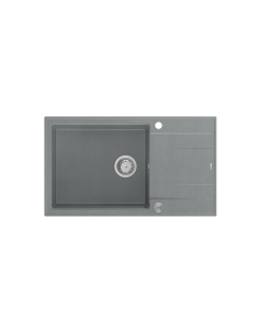 EVAN 136 XL 1-bowl inset sink with drainer + save space siphon / silver stone / steel elements - 1 2