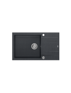 EVAN 136 XL 1-bowl inset sink with drainer + save space siphon / black diamond / steel elements - 1 2
