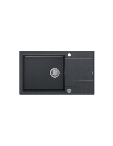 EVAN 136 XL 1-bowl inset sink with drainer + save space siphon / black diamond / steel elements - 2
