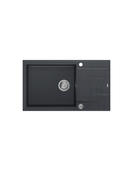 EVAN 136 XL 1-bowl inset sink with drainer + save space siphon / black diamond / steel elements - 2 EVAN 136 XL 1-bowl inset sink with drainer + save space siphon / black diamond / steel elements - 2