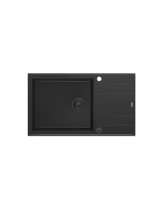 EVAN 136 XL 1-bowl inset sink with drainer + save space siphon / pure carbon / steel elements - 1 2