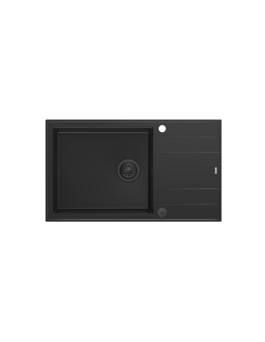 EVAN 136 XL 1-bowl inset sink with drainer + save space siphon / pure carbon / steel elements - 2