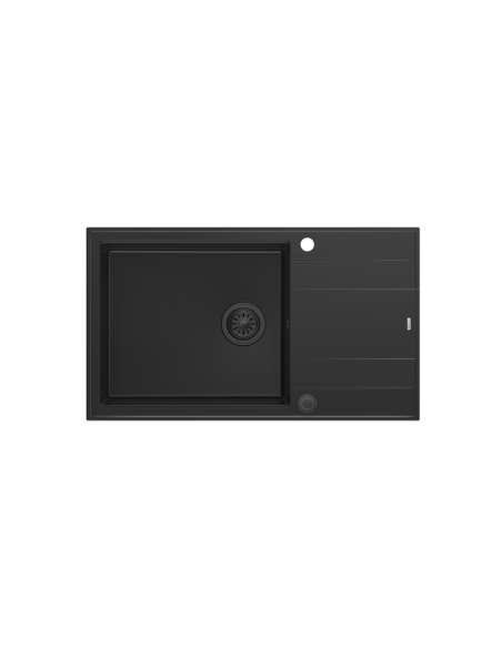 EVAN 136 XL 1-bowl inset sink with drainer + save space siphon / pure carbon / steel elements - 2