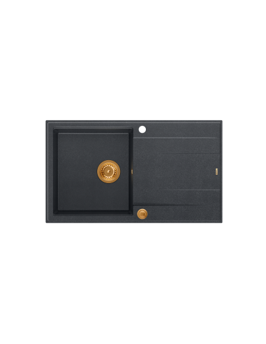 EVAN 111 + nano PVD 1-bowl inset sink with drainer + save space siphon PVD colour / black diamond / copper elements - 2
