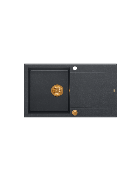 EVAN 111 + nano PVD 1-bowl inset sink with drainer + save space siphon PVD colour / black diamond / copper elements - 2