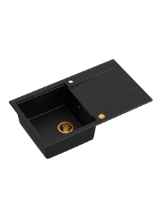 EVAN 111 + nano PVD 1-bowl inset sink with drainer + save space siphon PVD colour / pure carbon / copper elements - 1