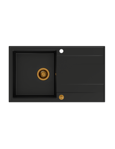 EVAN 111 + nano PVD 1-bowl inset sink with drainer + save space siphon PVD colour / pure carbon / copper elements - 2