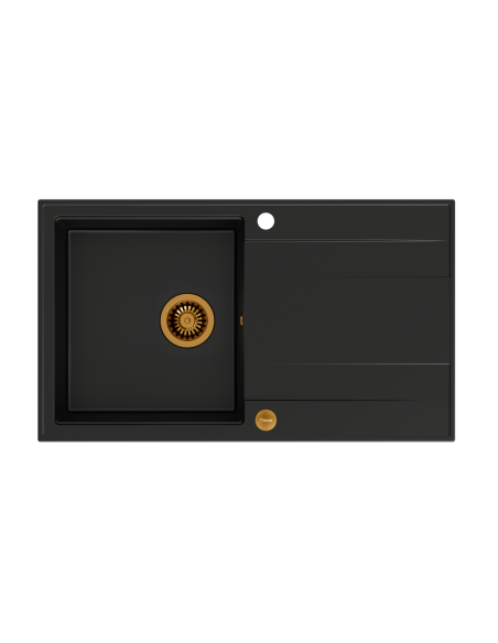 EVAN 111 + nano PVD 1-bowl inset sink with drainer + save space siphon PVD colour / pure carbon / copper elements - 2