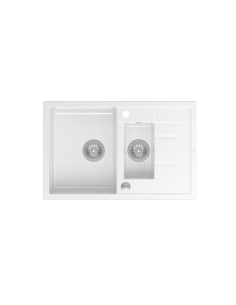 MORGAN 156 1,5-bowl inset sink with drainer + save space siphon / snow white / steel elements - 1 2