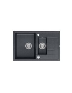 MORGAN 156 1,5-bowl inset sink with drainer + save space siphon / black diamond / steel elements - 1 2