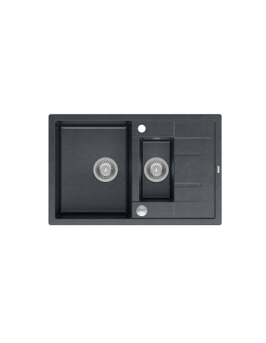 MORGAN 156 1,5-bowl inset sink with drainer + save space siphon / black diamond / steel elements - 2