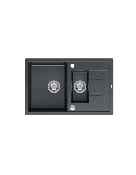 MORGAN 156 1,5-bowl inset sink with drainer + save space siphon / black diamond / steel elements - 2