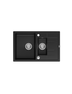 MORGAN 156 1,5-bowl inset sink with drainer + save space siphon / pure carbon / steel elements - 1 2