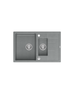 MORGAN 156 1,5-bowl inset sink with drainer + save space siphon / silver stone / steel elements - 1 2