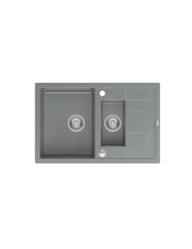 MORGAN 156 1,5-bowl inset sink with drainer + save space siphon / silver stone / steel elements - 2