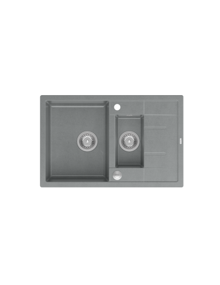 MORGAN 156 1,5-bowl inset sink with drainer + save space siphon / silver stone / steel elements - 2
