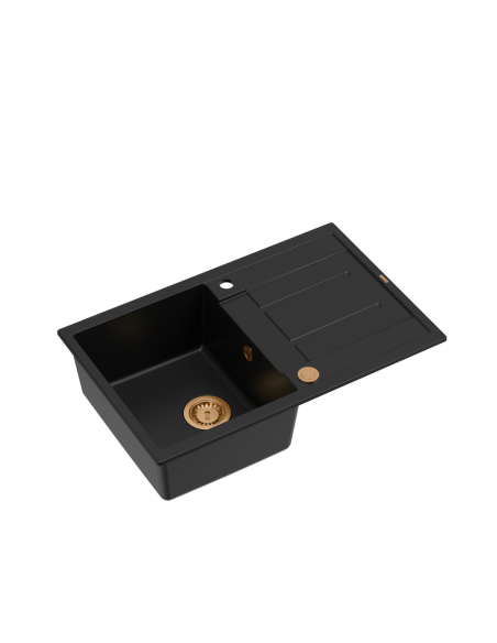 MORGAN 111 + nano PVD 1-bowl inset sink with drainer + save space siphon PVD colour / pure carbon / copper elements - 1