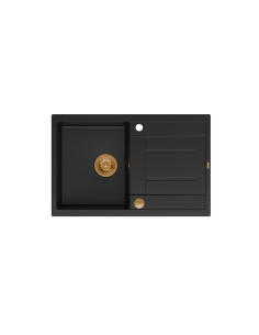 MORGAN 111 + nano PVD 1-bowl inset sink with drainer + save space siphon PVD colour / pure carbon / copper elements - 1 2