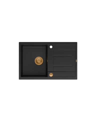 MORGAN 111 + nano PVD 1-bowl inset sink with drainer + save space siphon PVD colour / pure carbon / copper elements - 2