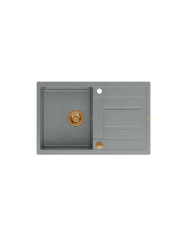MORGAN 111 + nano PVD 1-bowl inset sink with drainer + save space siphon PVD colour / silver stone / copper elements - 2