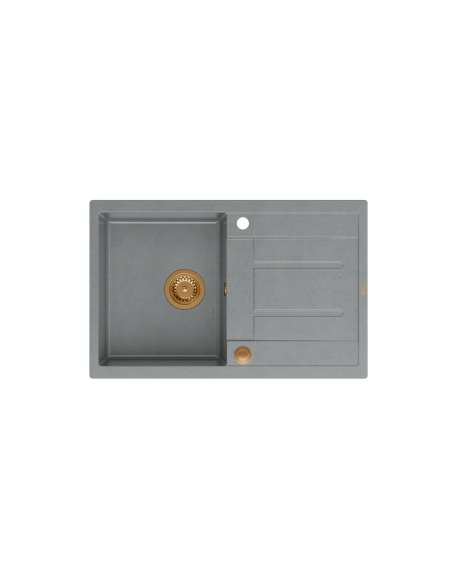 MORGAN 111 + nano PVD 1-bowl inset sink with drainer + save space siphon PVD colour / silver stone / copper elements - 2