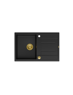 MORGAN 111 + nano PVD 1-bowl inset sink with drainer + save space siphon PVD colour / pure carbon / gold elements - 1 2