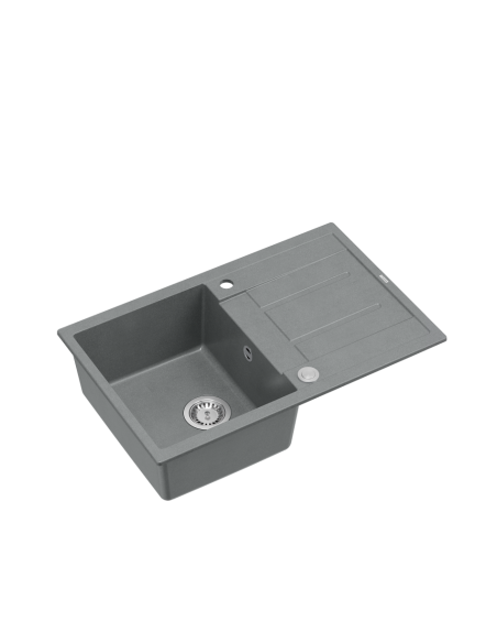 MORGAN 111 1-bowl inset sink with drainer + save space siphon / silver stone / steel elements - 1
