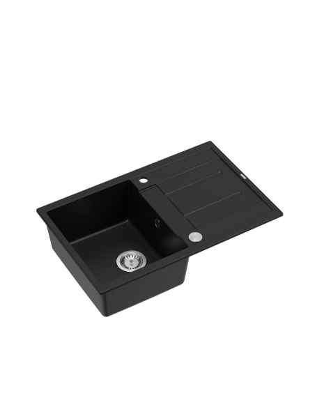 MORGAN 111 1-bowl inset sink with drainer + save space siphon / pure carbon / steel elements - 1