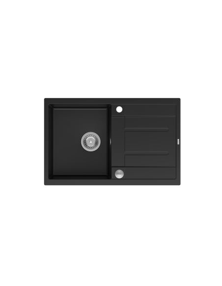 MORGAN 111 1-bowl inset sink with drainer + save space siphon / pure carbon / steel elements - 2