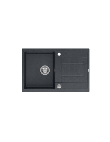 MORGAN 111 1-bowl inset sink with drainer + save space siphon / black diamond / steel elements - 2