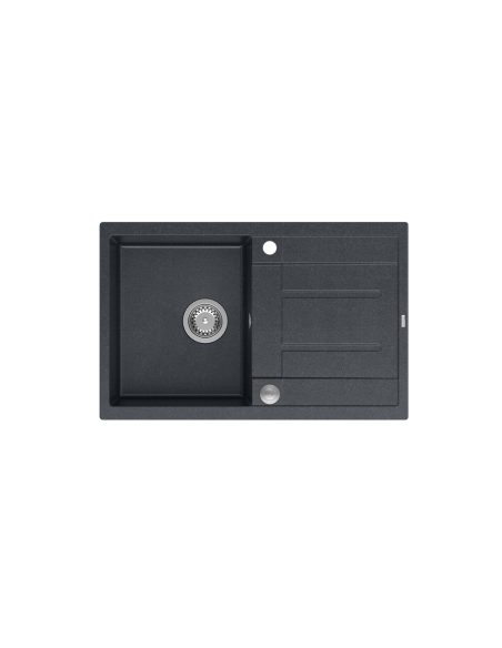 MORGAN 111 1-bowl inset sink with drainer + save space siphon / black diamond / steel elements - 2