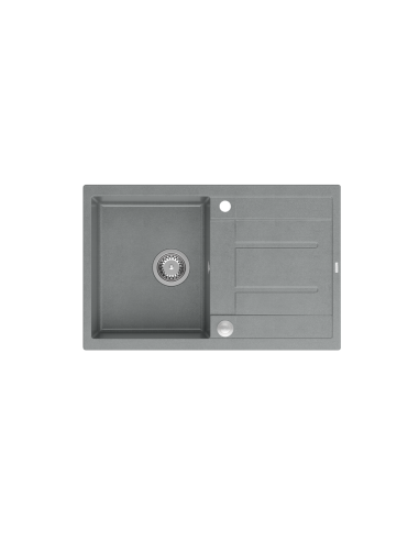 MORGAN 111 1-bowl inset sink with drainer + save space siphon / silver stone / steel elements - 2