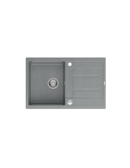 MORGAN 111 1-bowl inset sink with drainer + save space siphon / silver stone / steel elements - 2