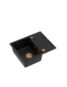 MORGAN 116 + nano PVD 1-bowl inset sink with drainer + save space siphon PVD colour / pure carbon / copper elements - 1