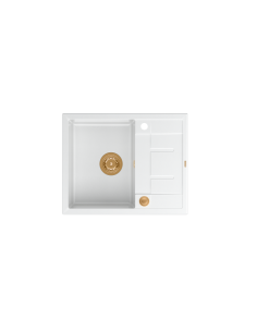 MORGAN 116 + nano PVD 1-bowl inset sink with drainer + save space siphon PVD colour / snow white / copper elements - 1 2